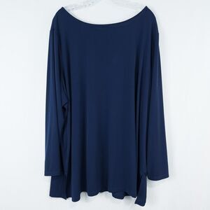 Susan Graver Liquid Knit Tunic Top Womens 4X Long Sleeve Navy Blue A387766